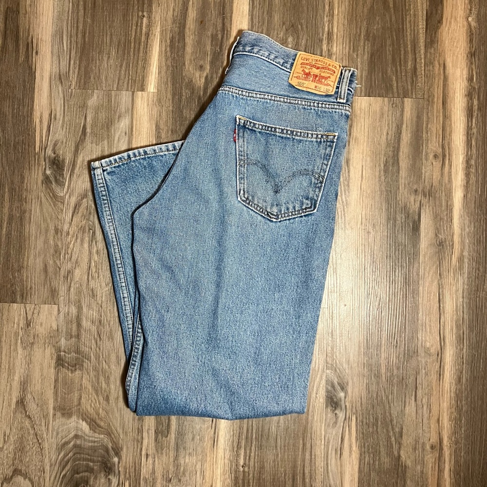 Levi's 550 Jeans Adult 36 x 32 Blue Denim Relaxed Fit Red Tab Straight Leg